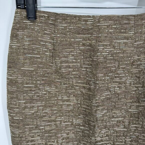 Michael Kors Brocade Mini Skirt 2 Textured Metallic Tweed Tan Cream - Picture 4 of 6